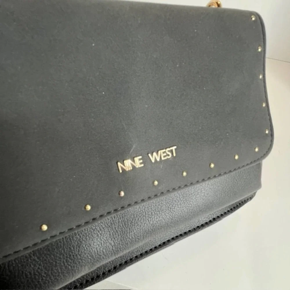New Nine West Black Convertible Chain Crossbody Flap